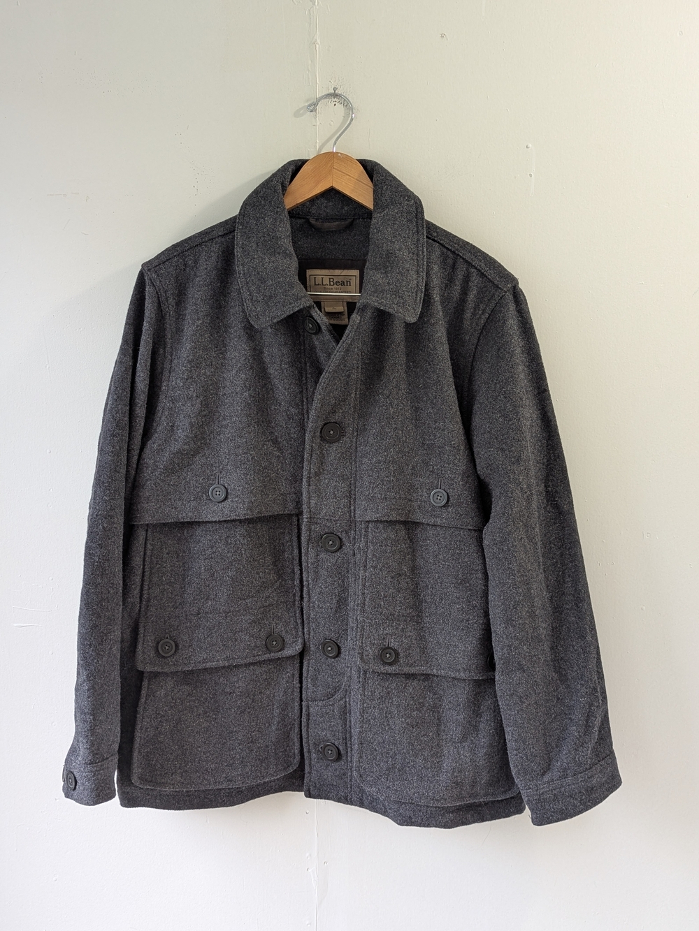 LL Bean Y2K Maine Guide Cruiser Mackinaw Jacket Wool Blend Gray Size Large